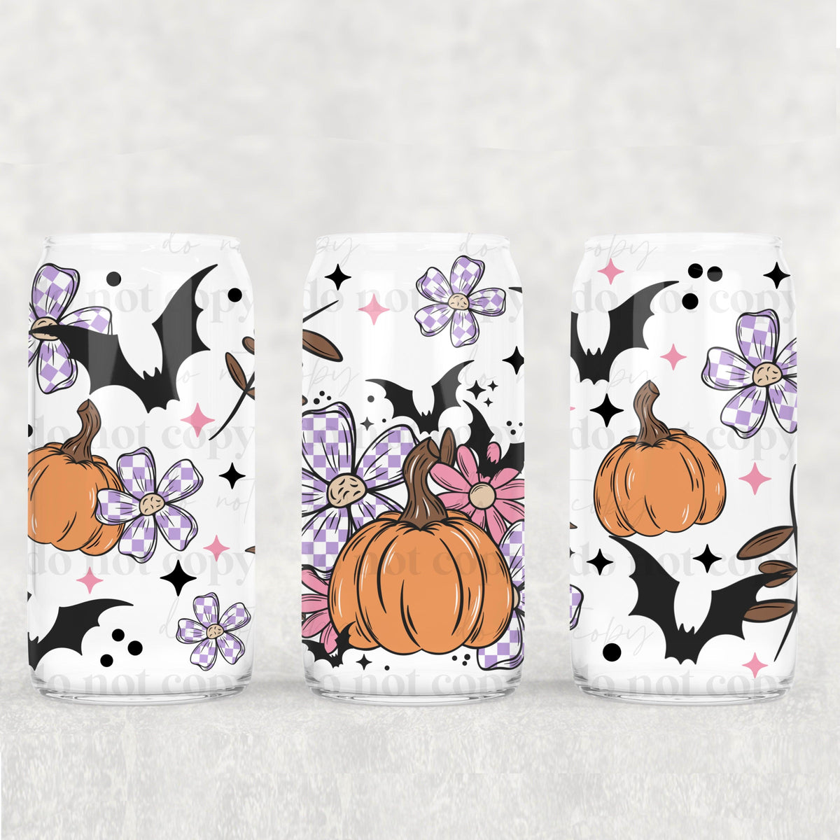 Floral Pumpkins 16oz Glass Wrap