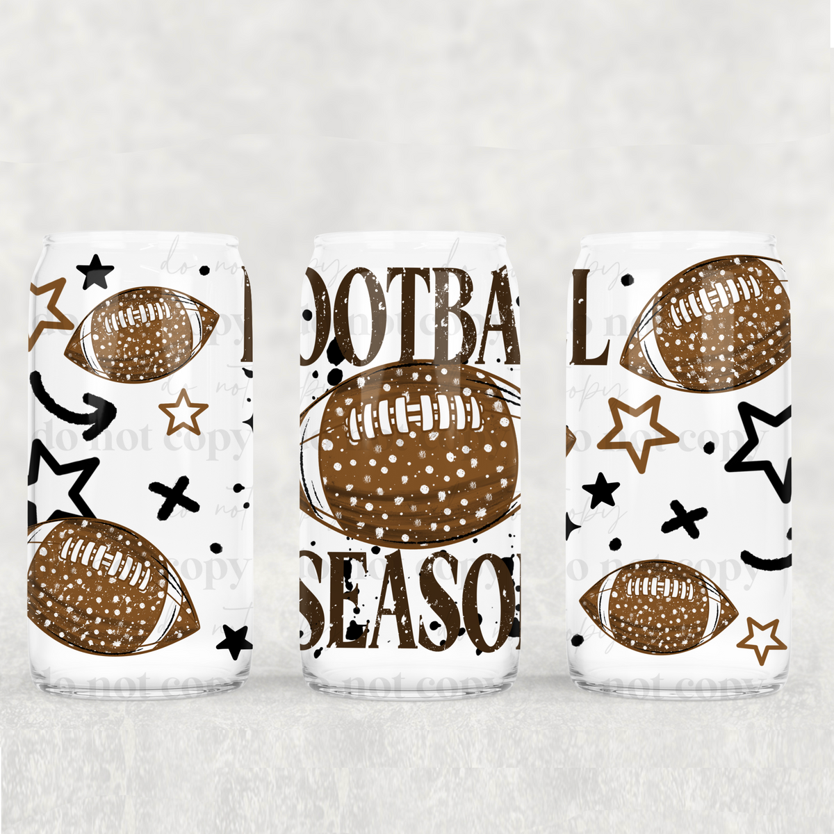 Polka Dot Football Season 16oz Glass Wrap