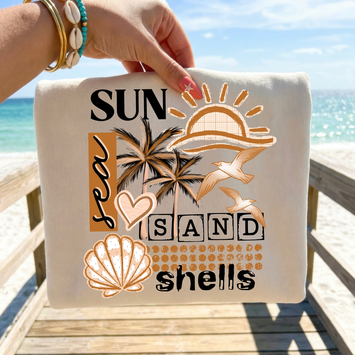 Sun Sea Sand Shells PNG