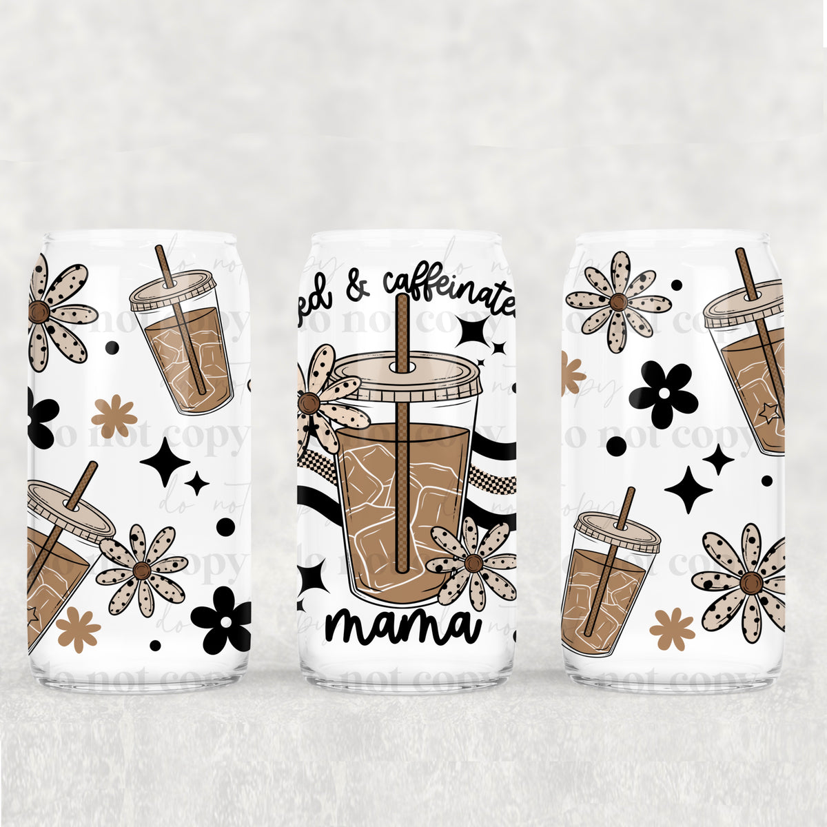 Tired Caffeinated Mama 16 oz Glass Wrap