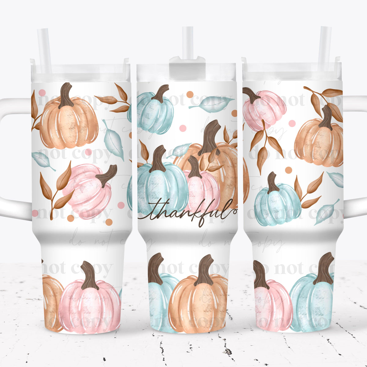 Thankful Pastel Pumpkins 40oz Tumbler Wrap