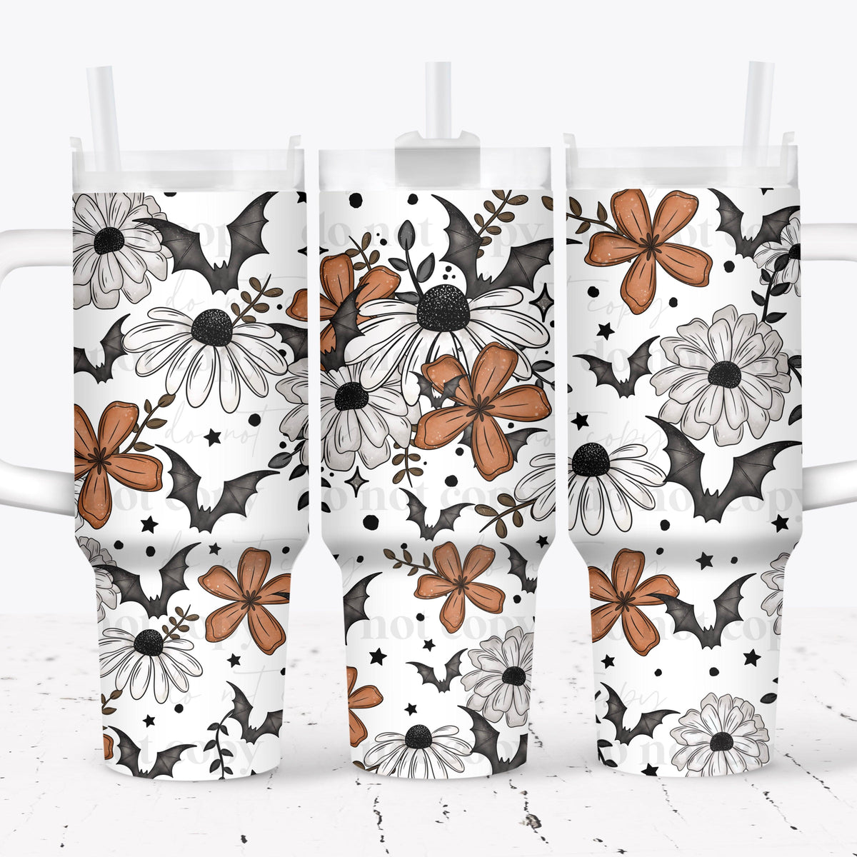 Floral Bat 40oz Tumbler Wrap