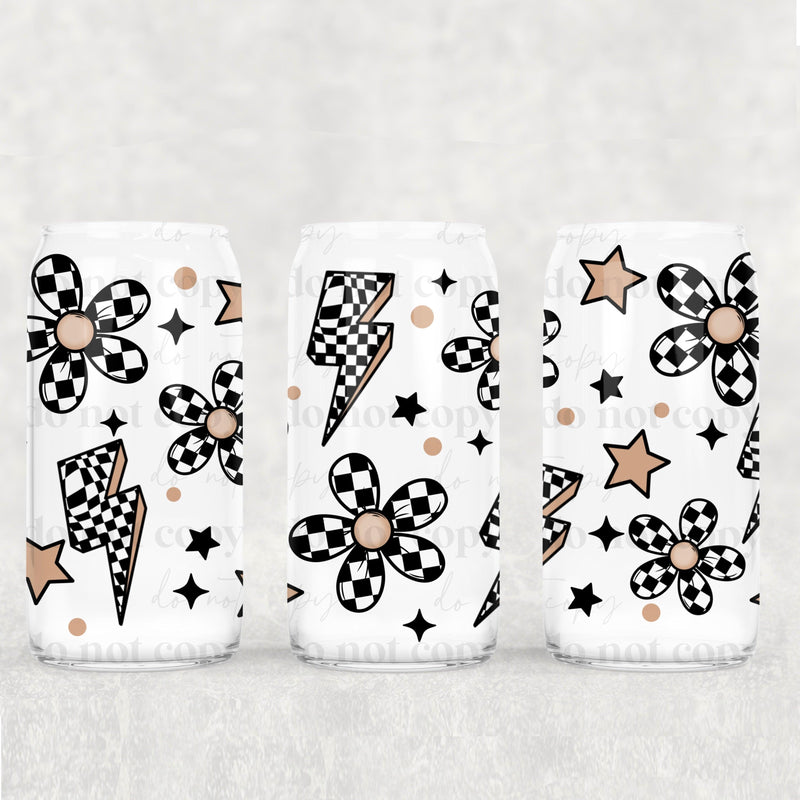 Checker Flowers 16oz Glass Wrap PNG | DIGITAL DOWNLOAD | DIGITAL FILE ...