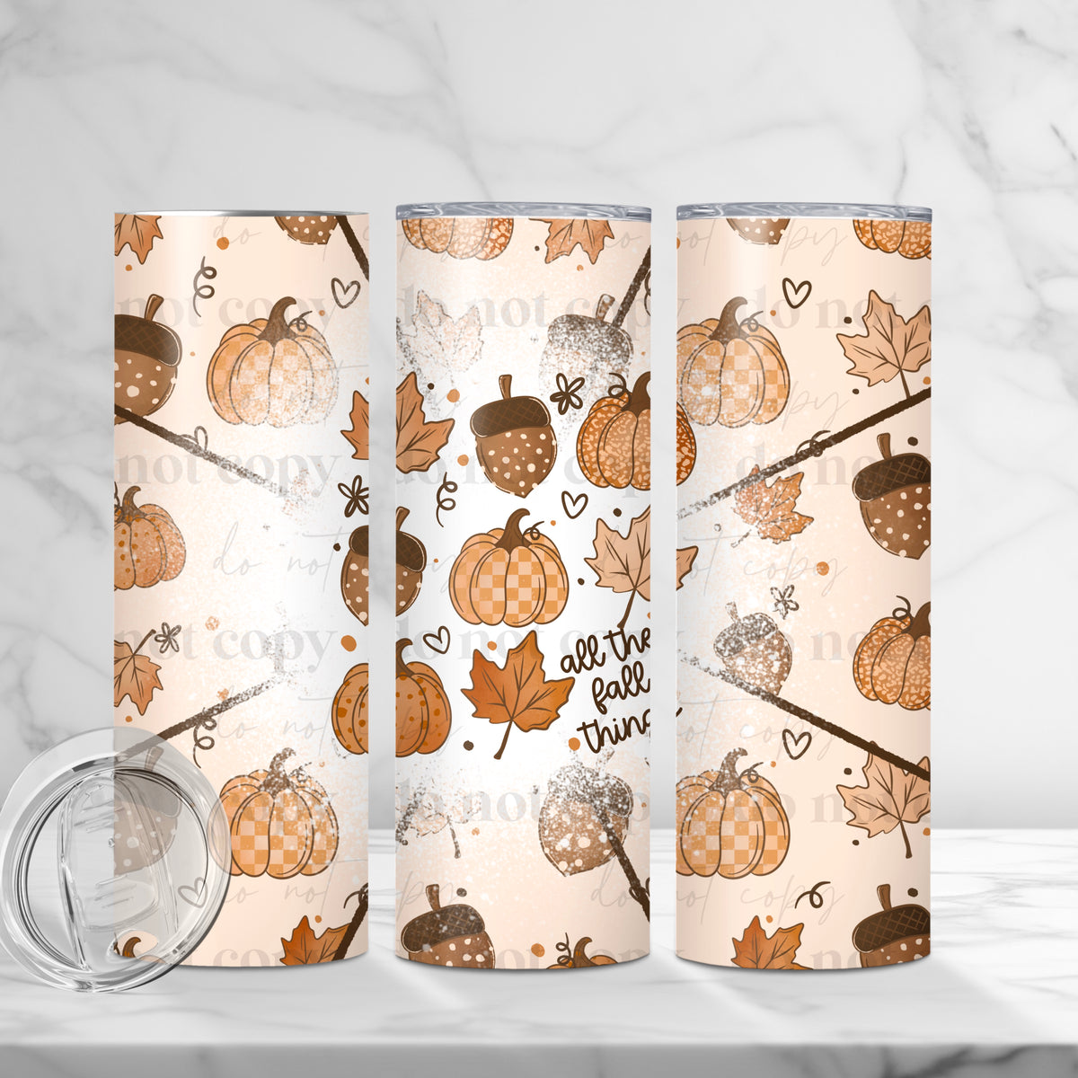 Fall Things Grid Tumbler Wrap