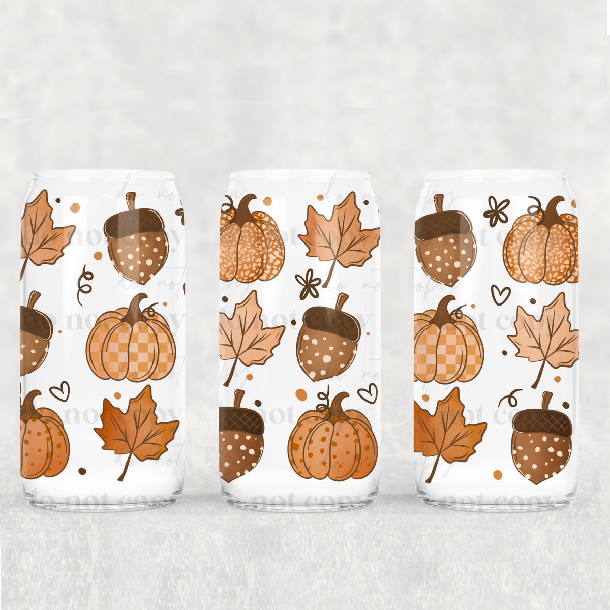 Fall Things Grid 16oz Glass Wrap