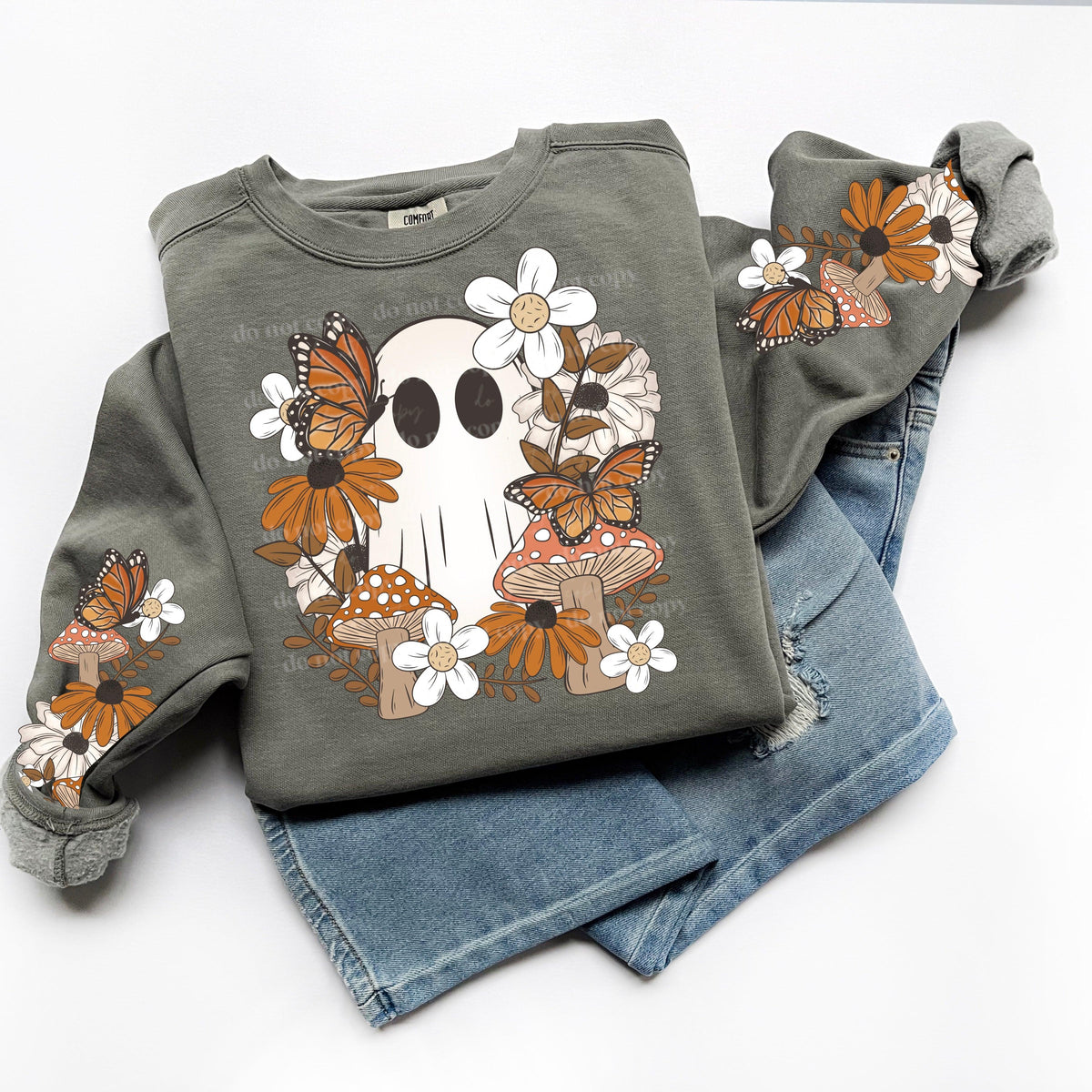 Cottage Core Fall Ghost w/ Sleeves PNG