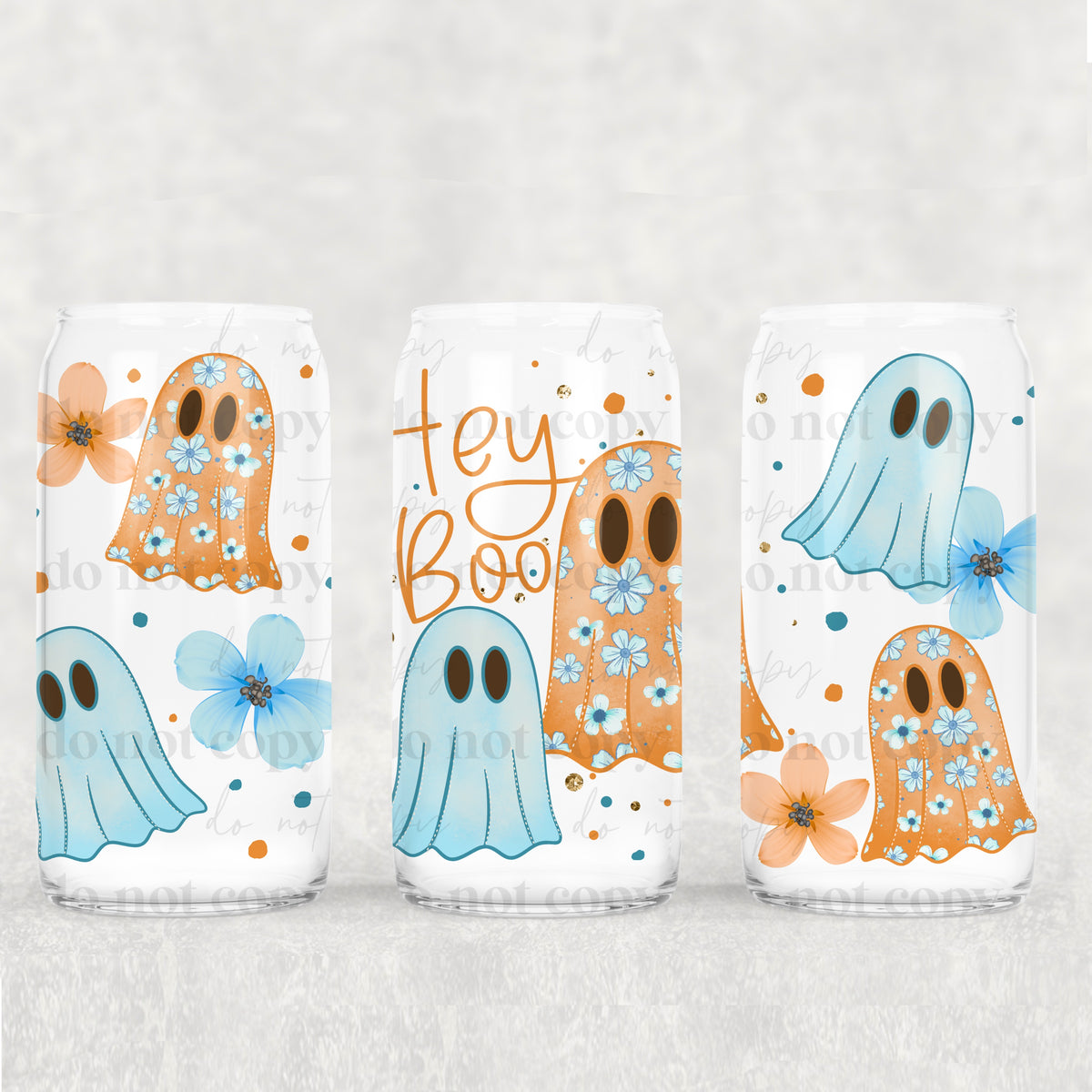 Hey Boo Floral 16oz Glass Wrap
