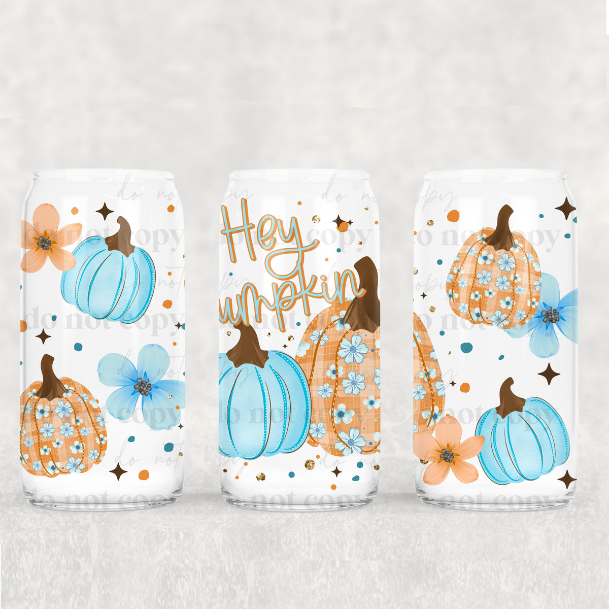 Hey Pumpkin Floral 16oz Glass Wrap