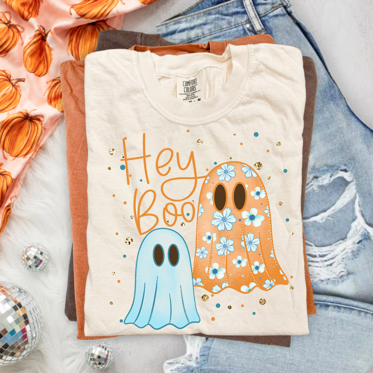 Hey Boo Floral Ghost PNG