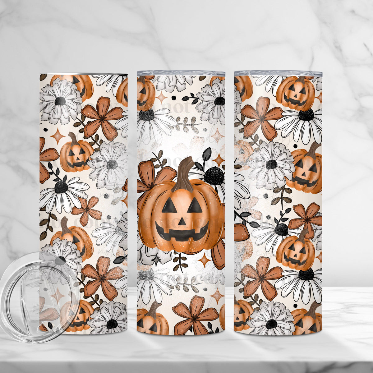 Floral Pumpkin Tumbler Wrap