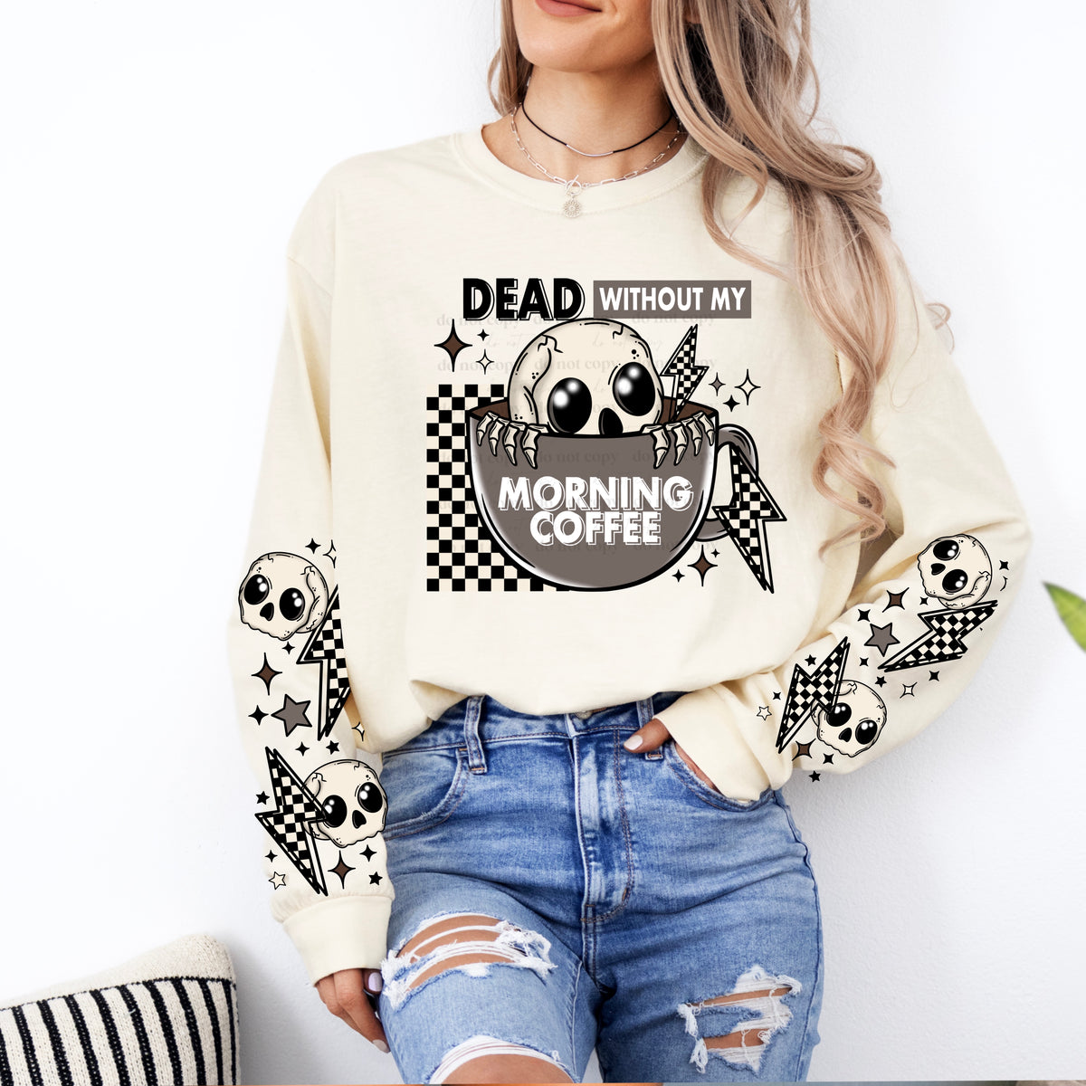 Dead Without My Morning Coffee w/ Sleeves PNG