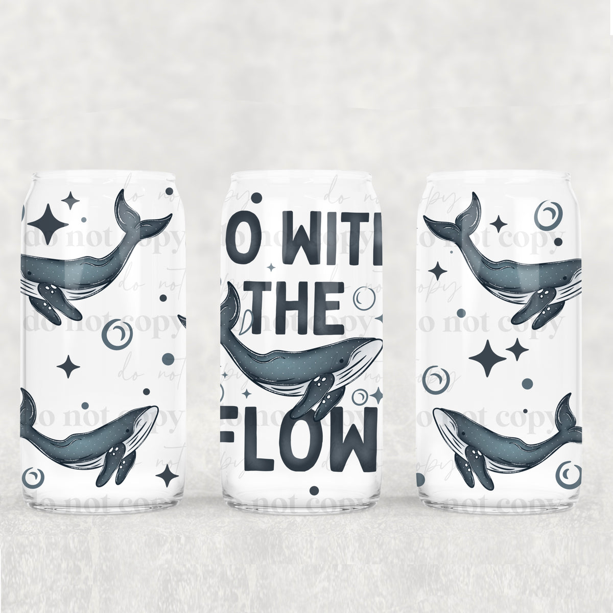 Go With The Flow Whale 16 Oz Glass Wrap
