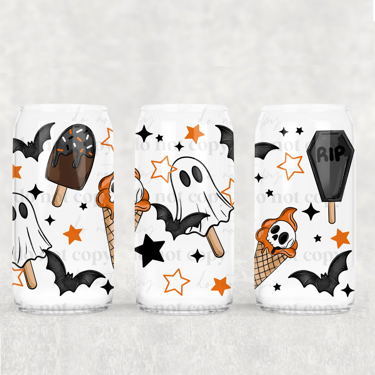 Spooky Ice Cream 16 Oz Glass Wrap