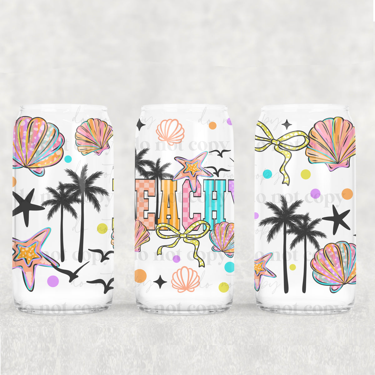 Colorful Beachy 16 Oz Glass Wrap