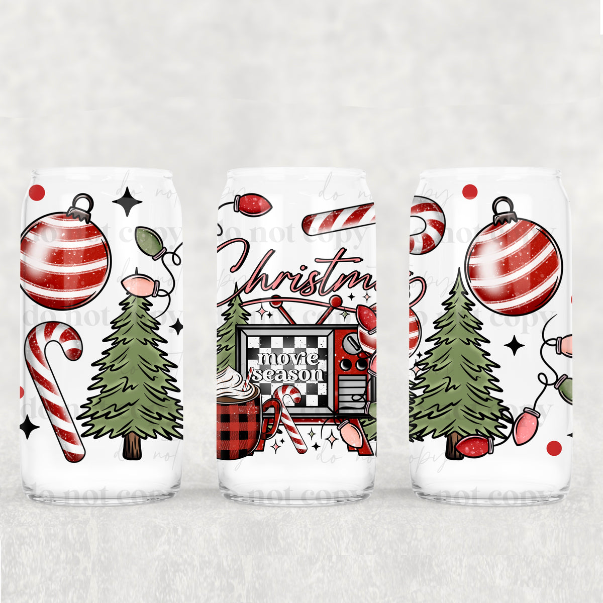 Christmas Movie Season 16oz Glass Wrap