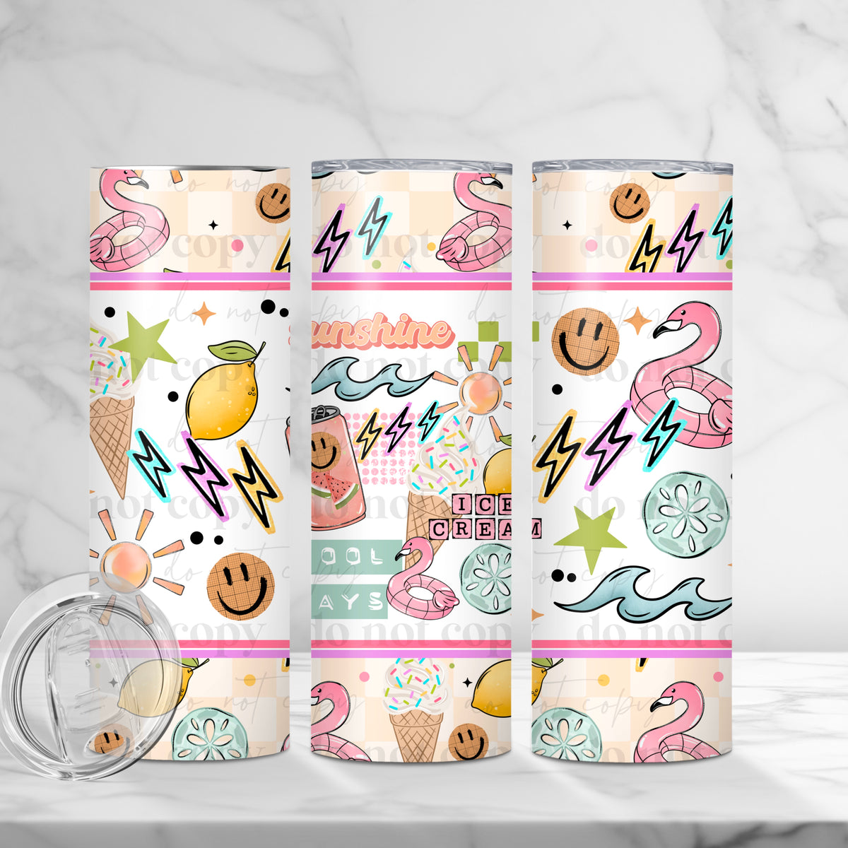 Sunshine & Ice Cream Pool Days Tumbler Wrap