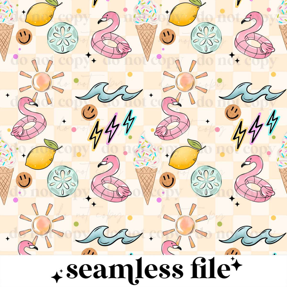 Sunshine & Ice Cream Pool Days Seamless