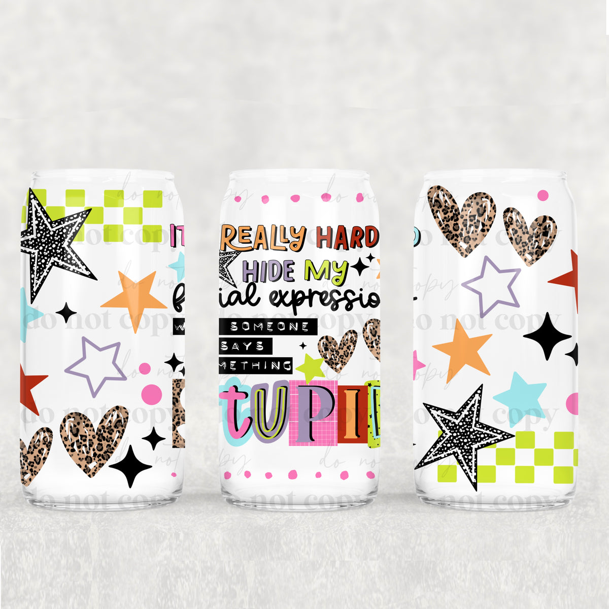 Hide My Facial Expression 16oz Glass Wrap