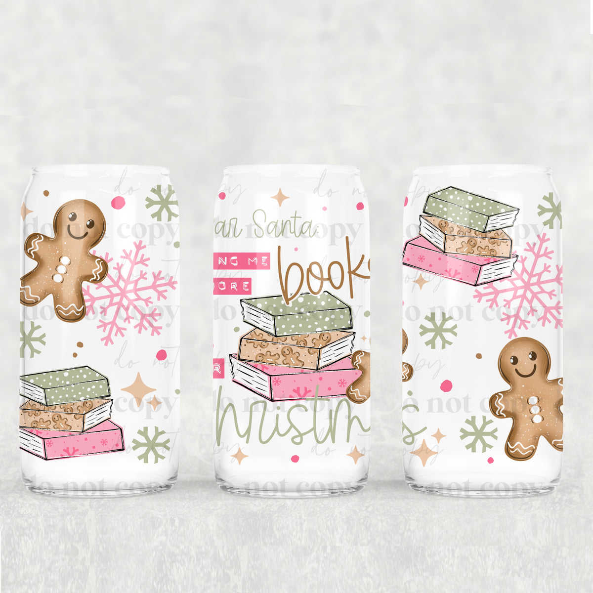 Dear Santa Books 16oz Glass Wrap