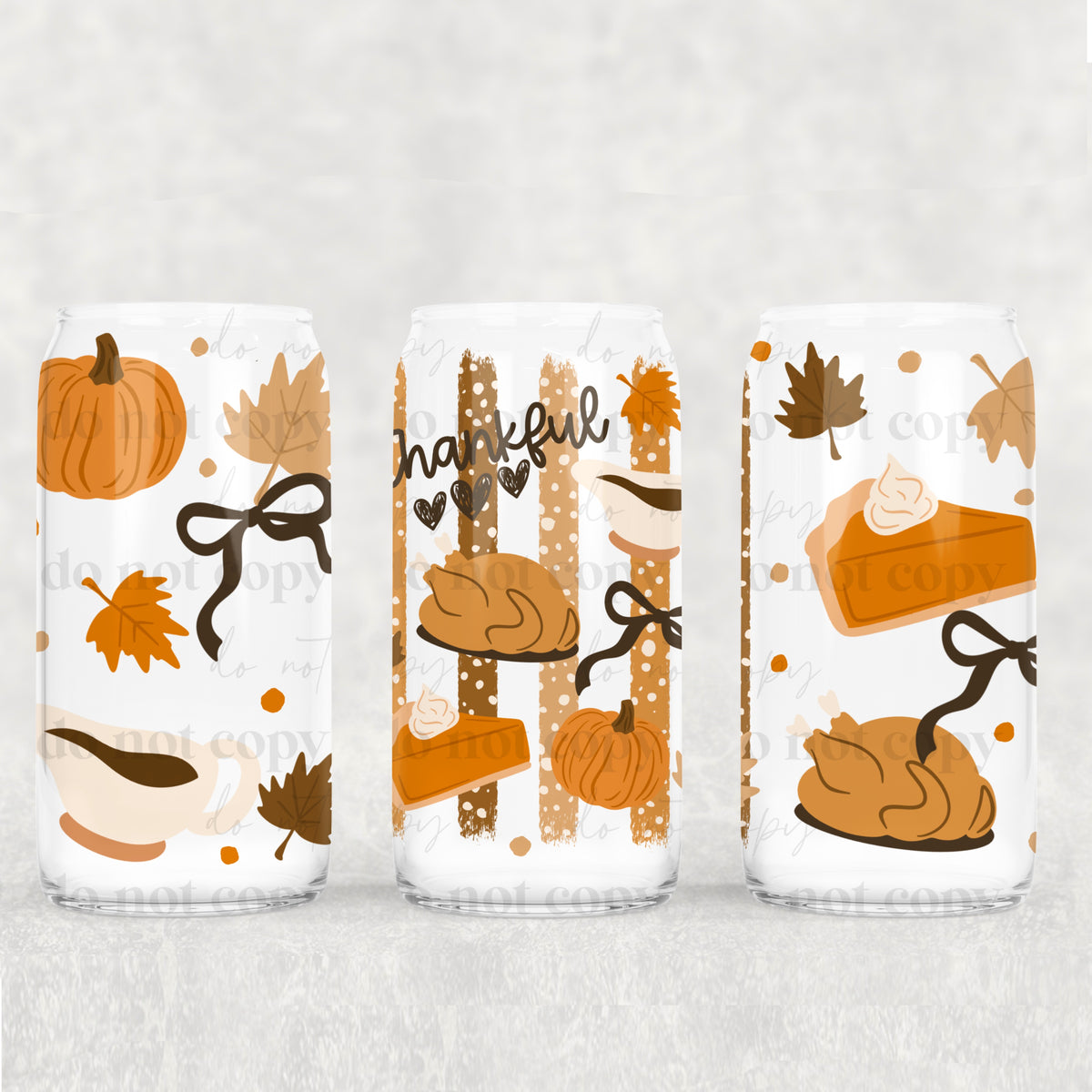Thankful Stripes 16oz Glass Wrap