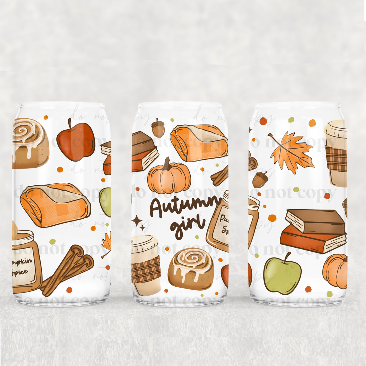 Autumn Girl Collage 16oz Glass Wrap