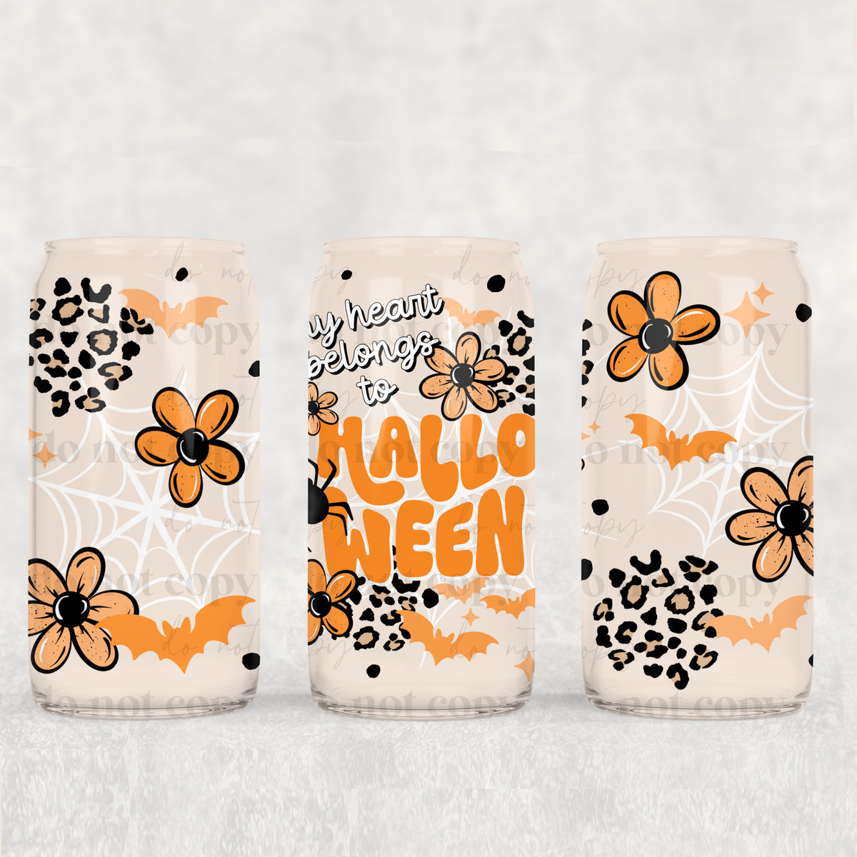 Heart Belongs To Halloween 16oz Glass Wrap