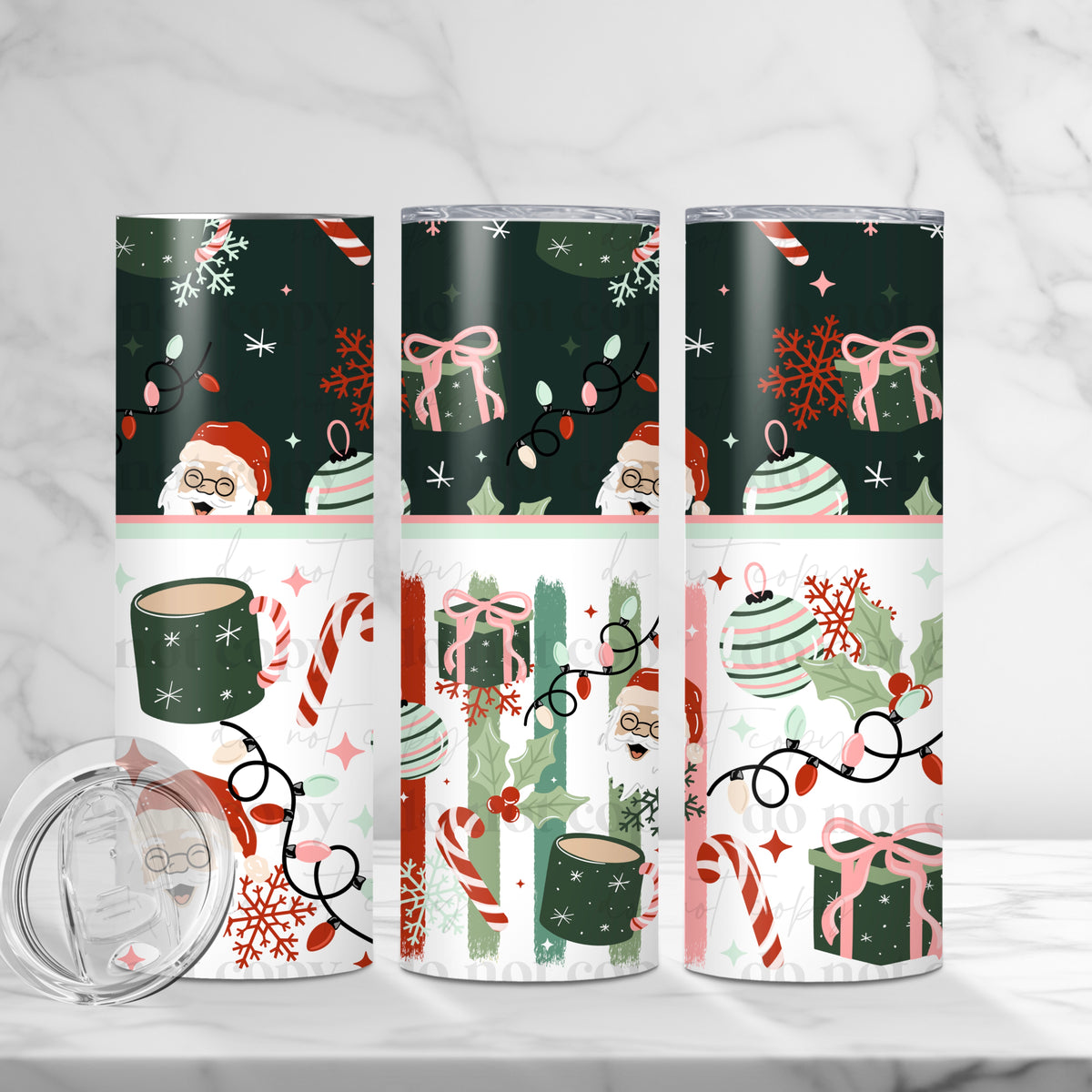 Christmas Stripes Light Skin Tone Tumbler Wrap