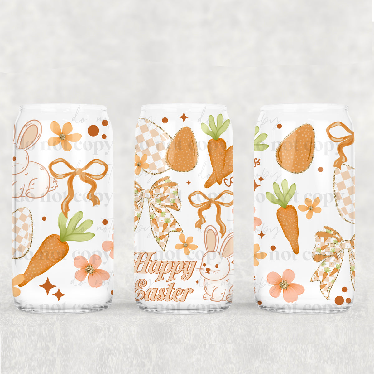 Orange Happy Easter 16 oz Glass Wrap