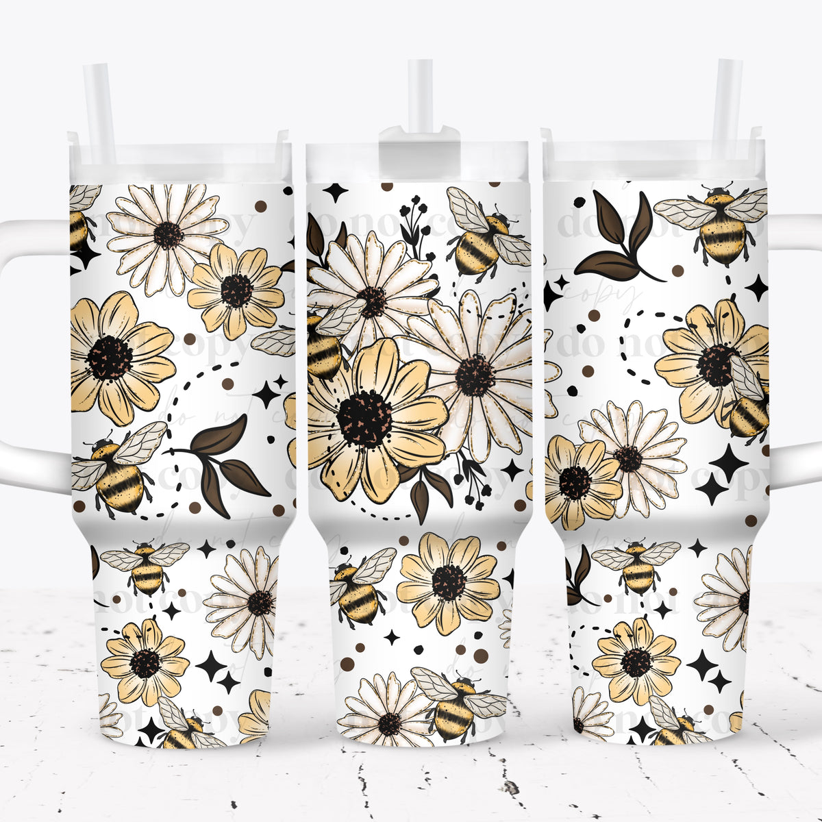 Floral Bees 40oz Tumbler Wrap