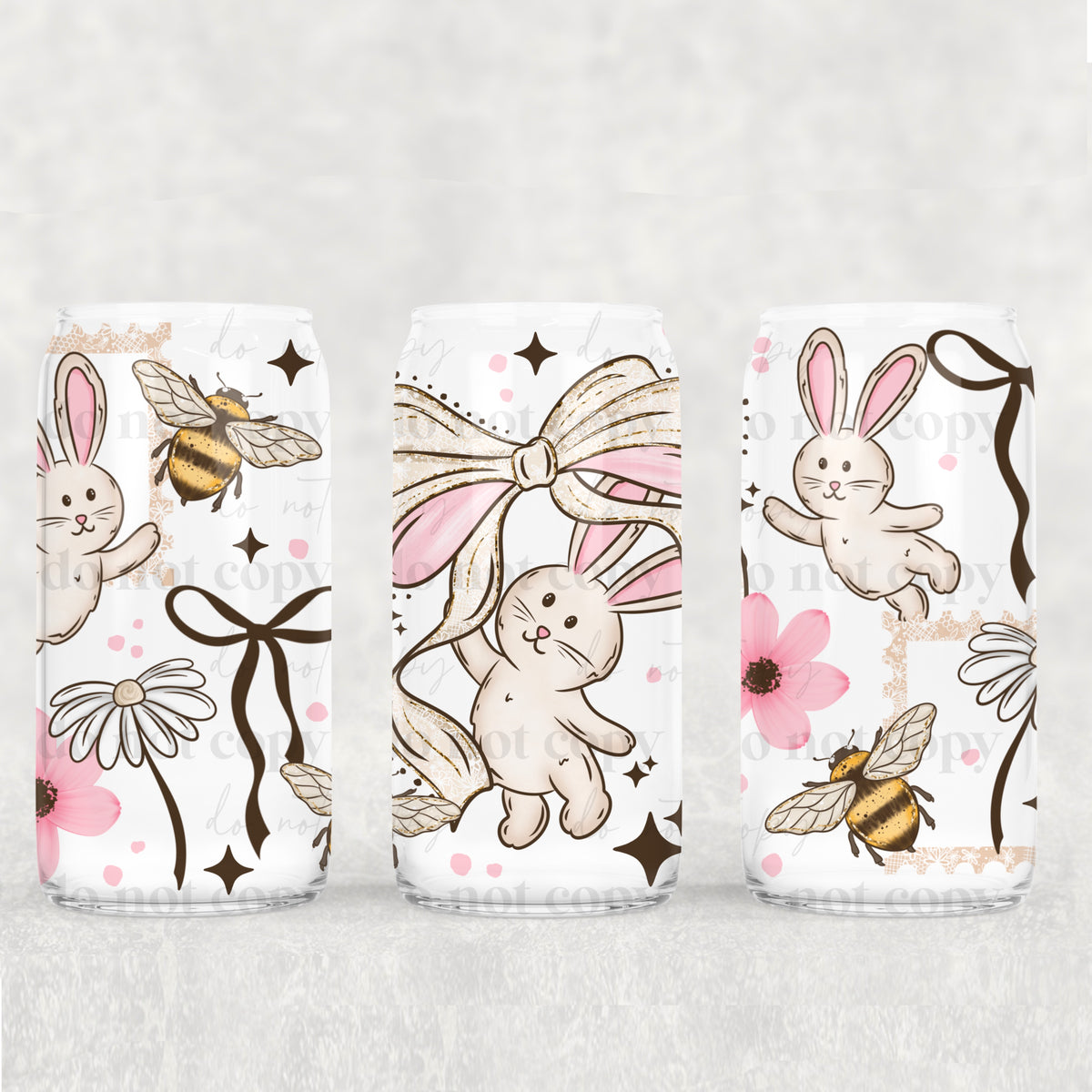 Bunny Bow 16oz Glass Wrap