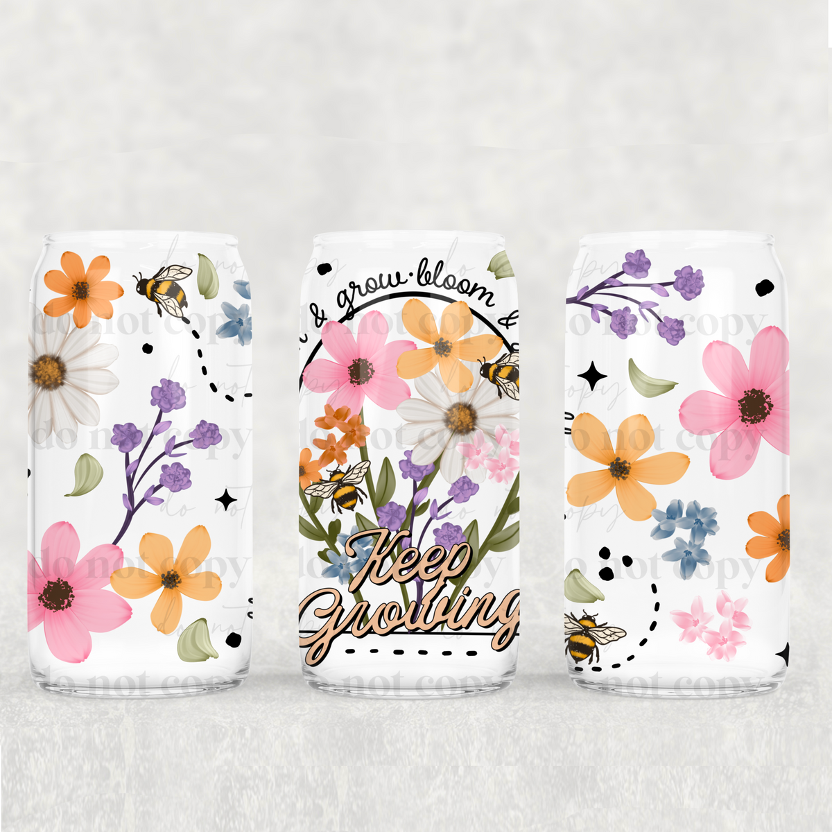 Keep Growing Florals 16oz Glass Wrap