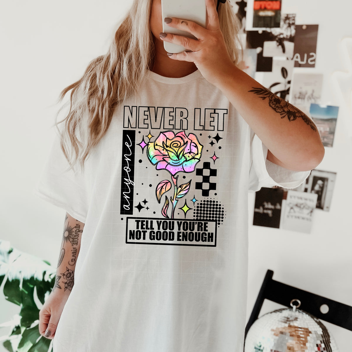 Never Let Anyone Rainbow Rose PNG