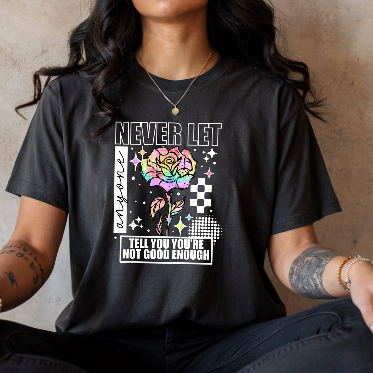 Never Let Anyone Rainbow Rose PNG
