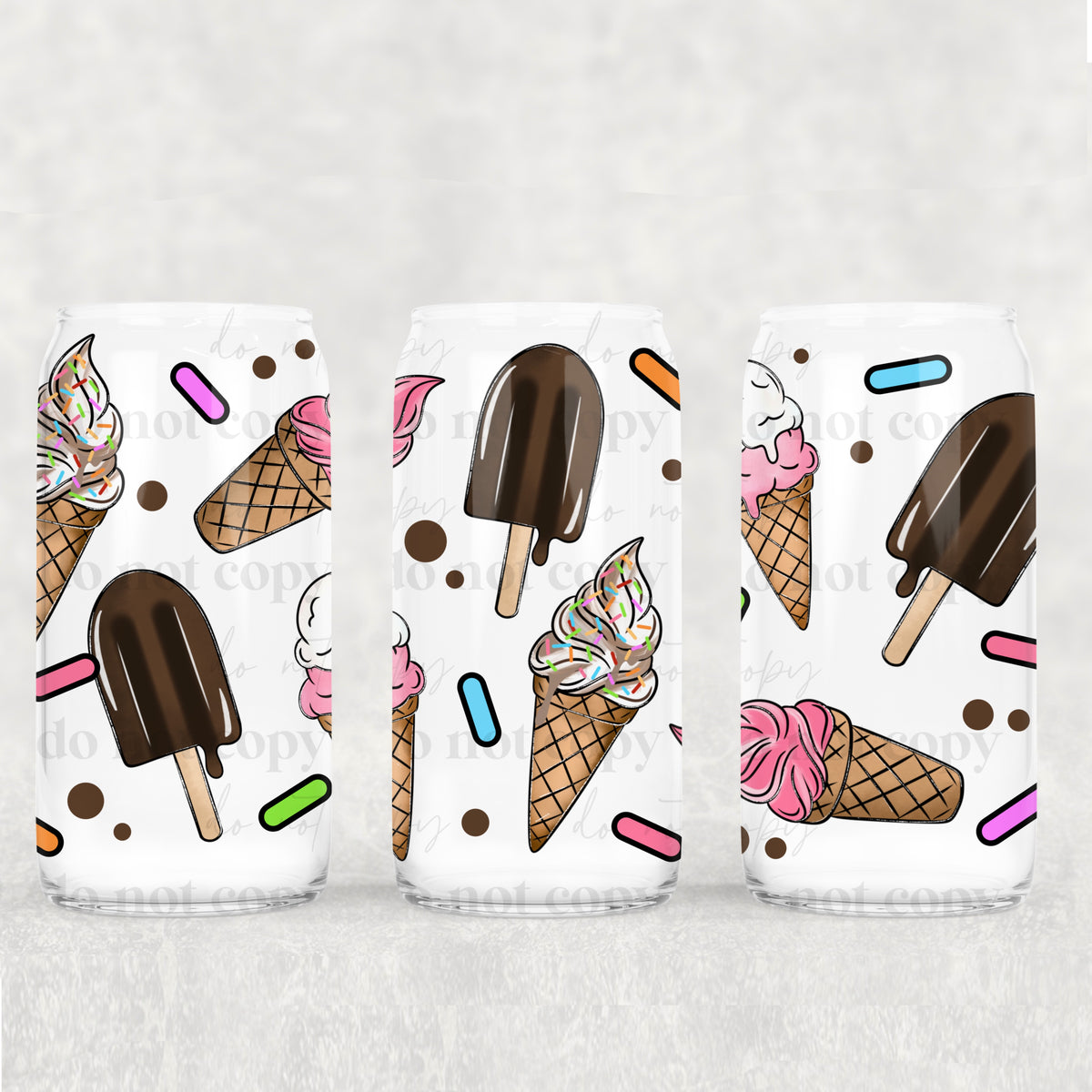 Ice Cream 16 Oz Glass Wrap
