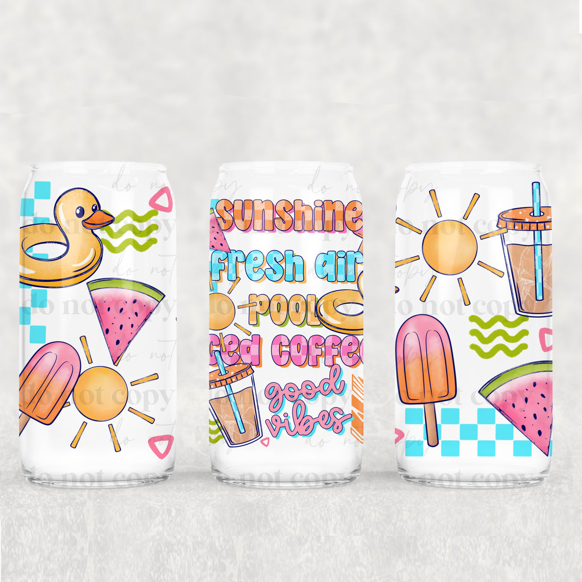 Stacked Summer Things 16 Oz Glass Wrap