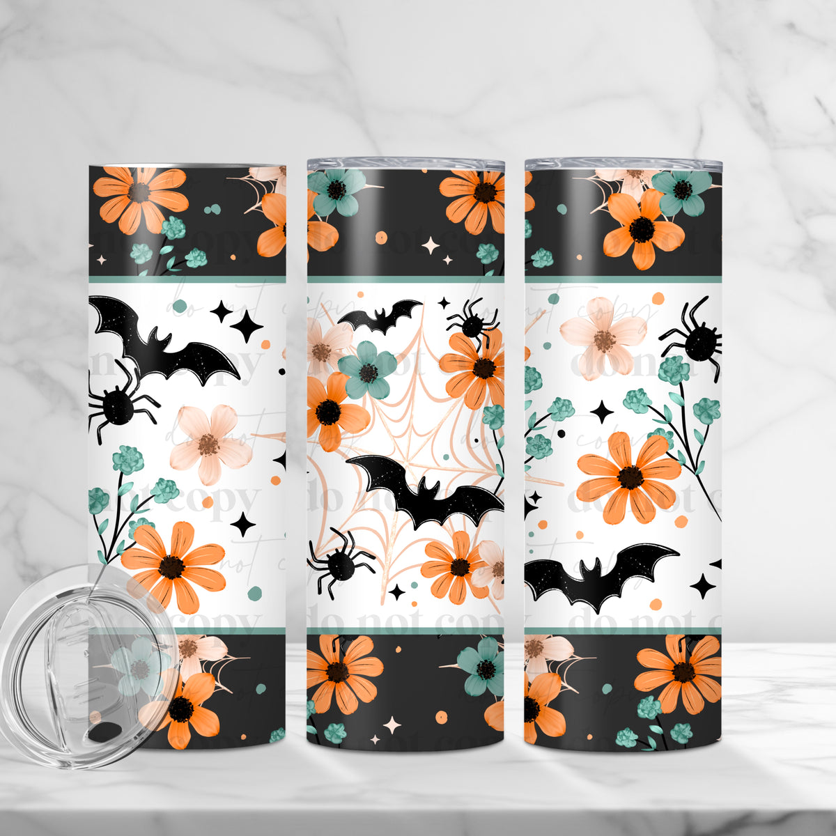 Bat Spider Florals Tumbler Wrap