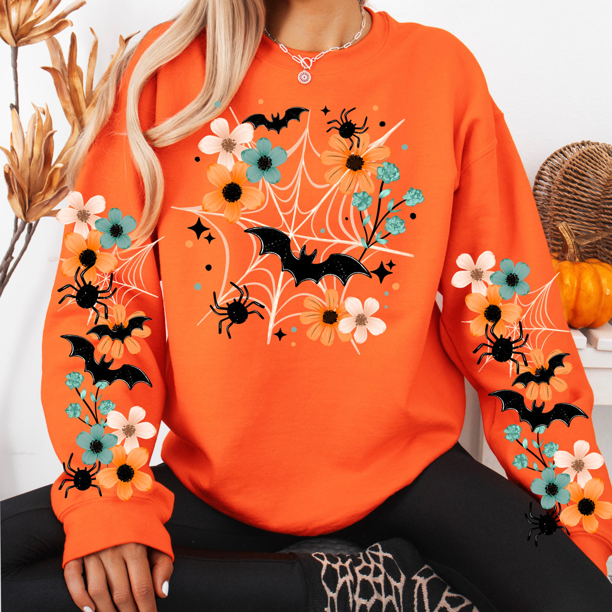 Bat Spider Florals w/ Sleeves PNG