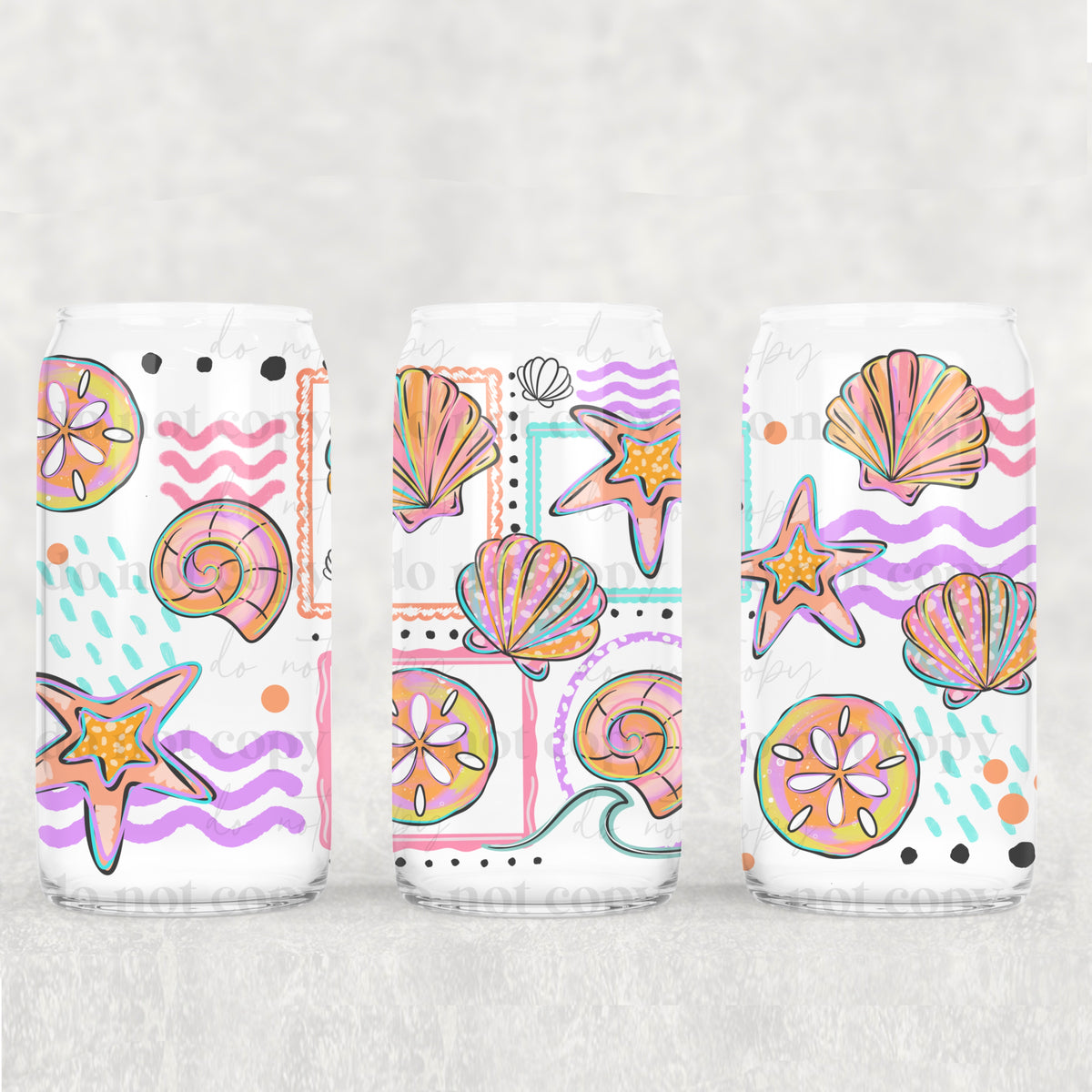 Colorful Shell Frames 16 Oz Glass Wrap