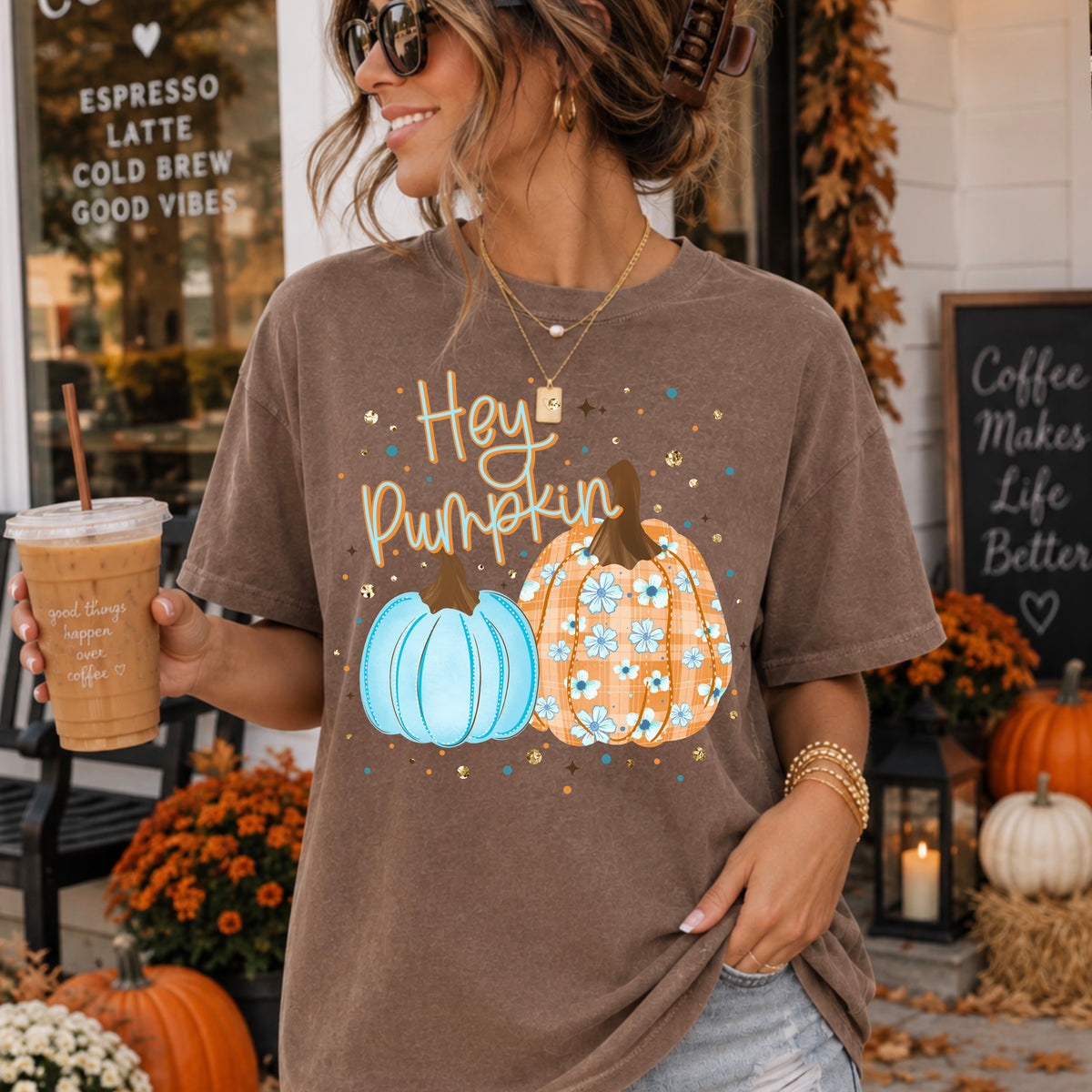 Hey Boo Floral Pumpkin PNG