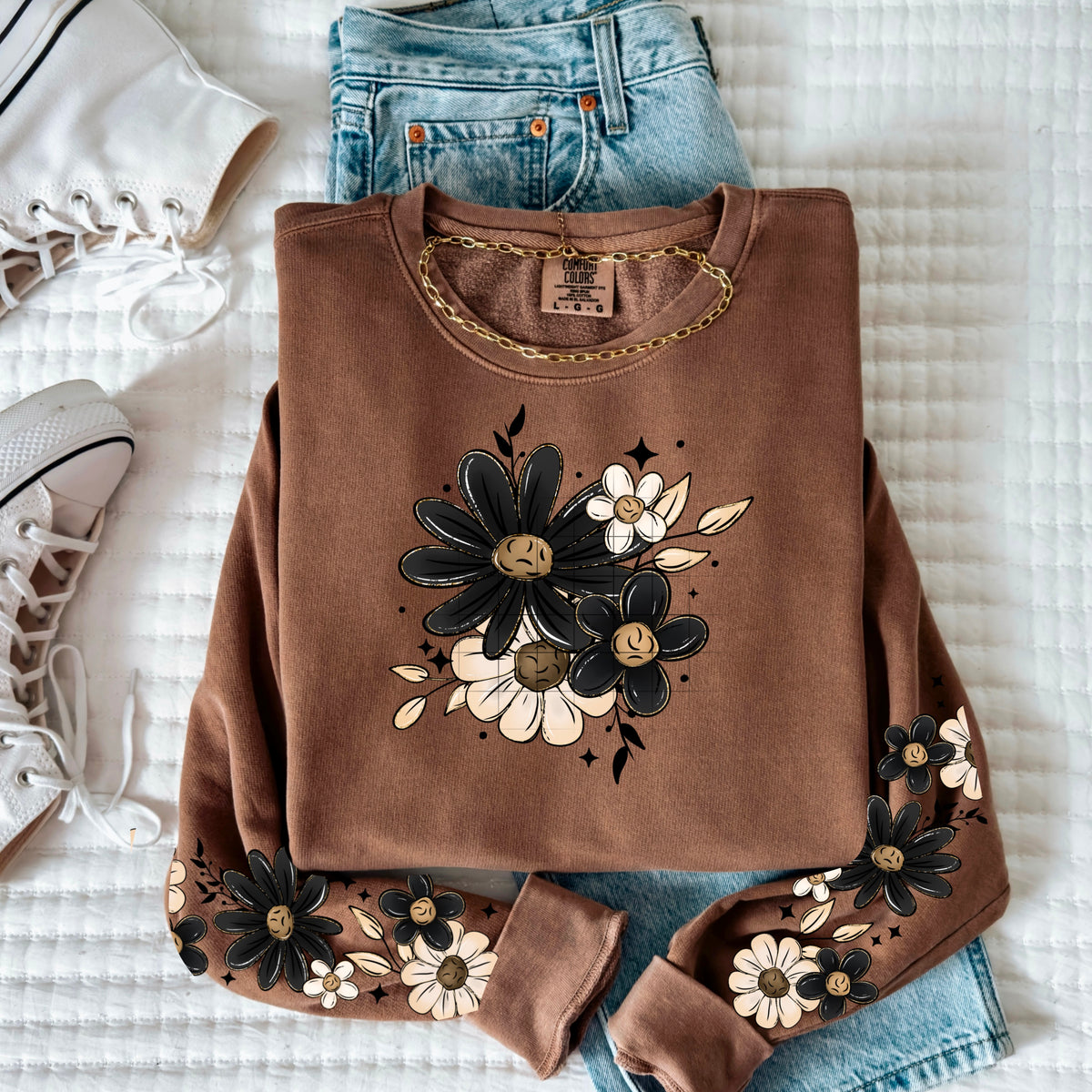 Black & Tan Florals w/ Sleeves PNG