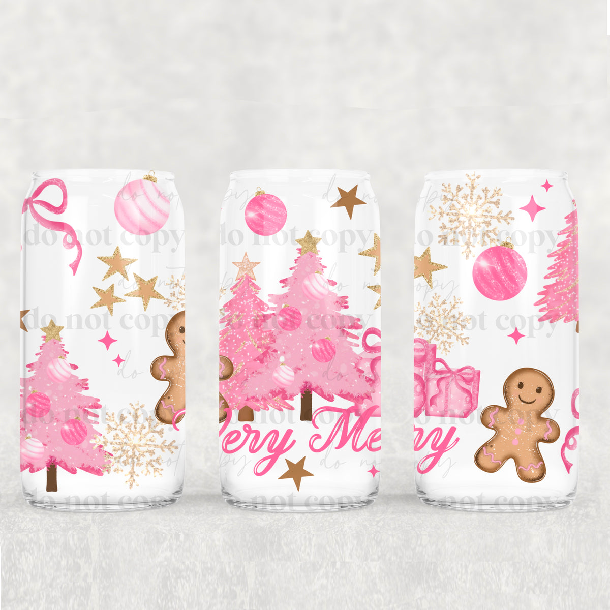 Pink Very Merry 16oz Glass Wrap