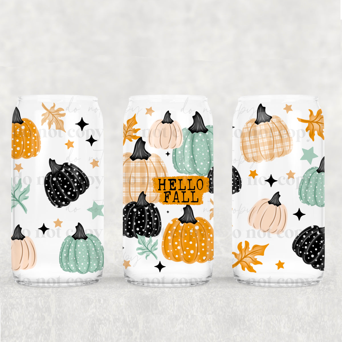 Hello Fall 16oz Glass Wrap