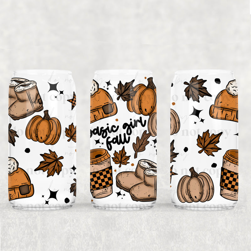Basic Girl Fall 16oz Glass Wrap PNG | DIGITAL DOWNLOAD | DIGITAL FILE ...