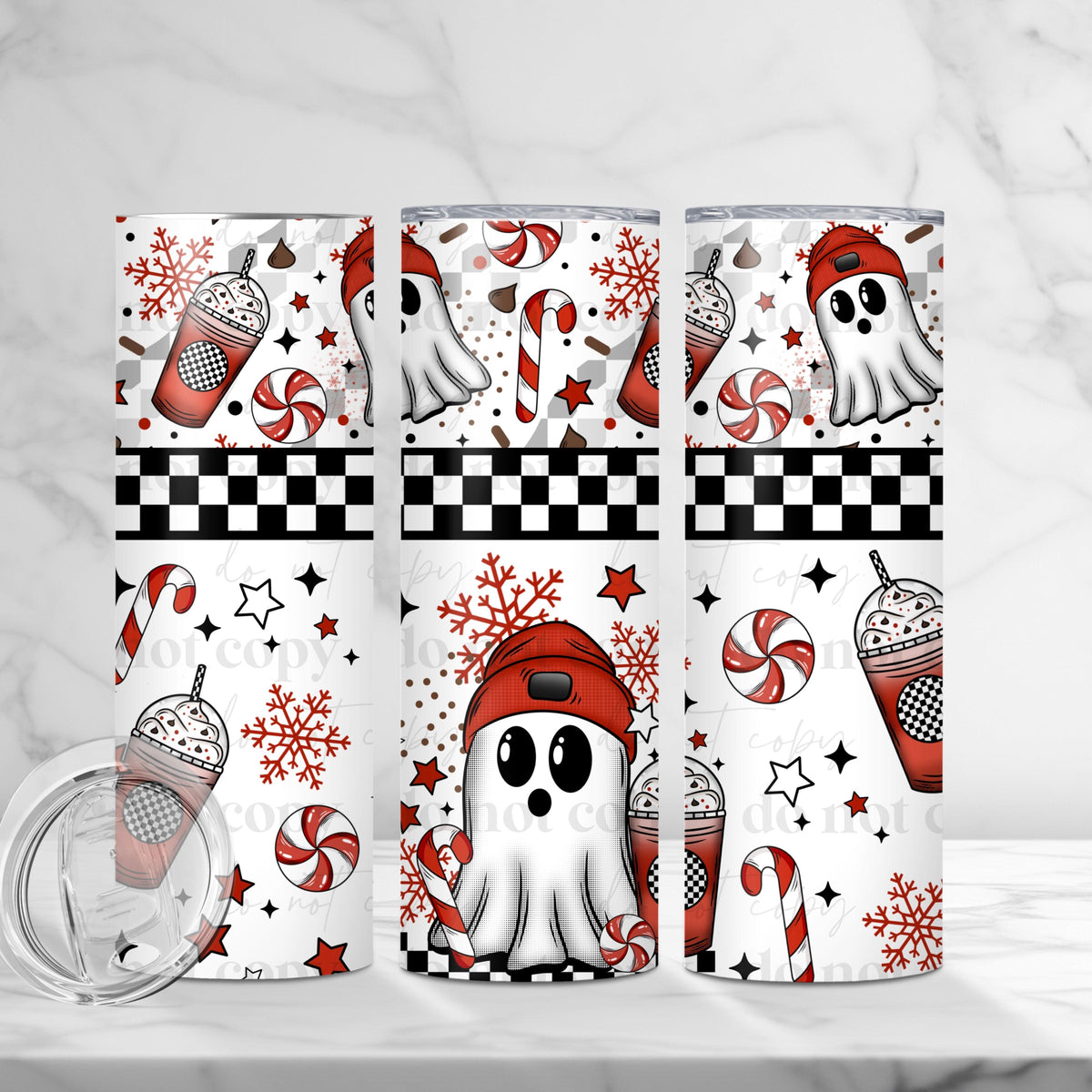 Peppermint Mocha Ghost Tumbler Wrap