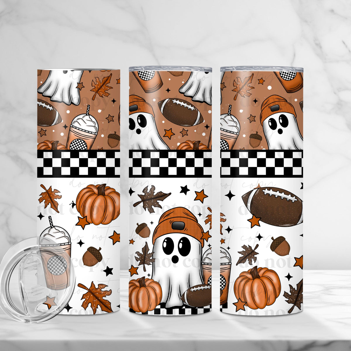 Fall Football Ghost Tumbler Wrap