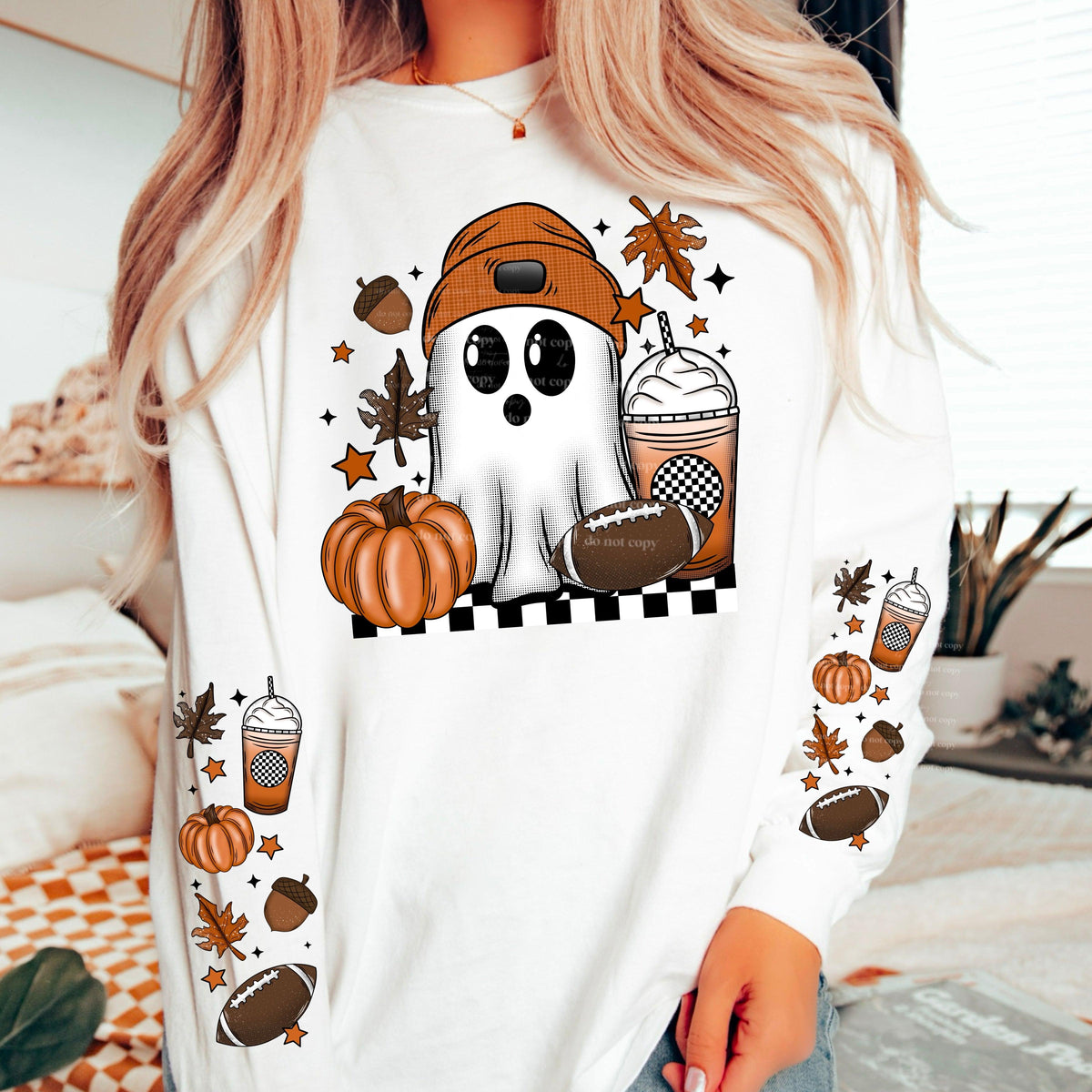 Fall Football Ghost w/ Sleeve PNG