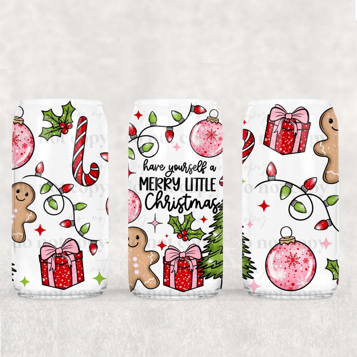 Merry Little Christmas 16oz Glass Wrap