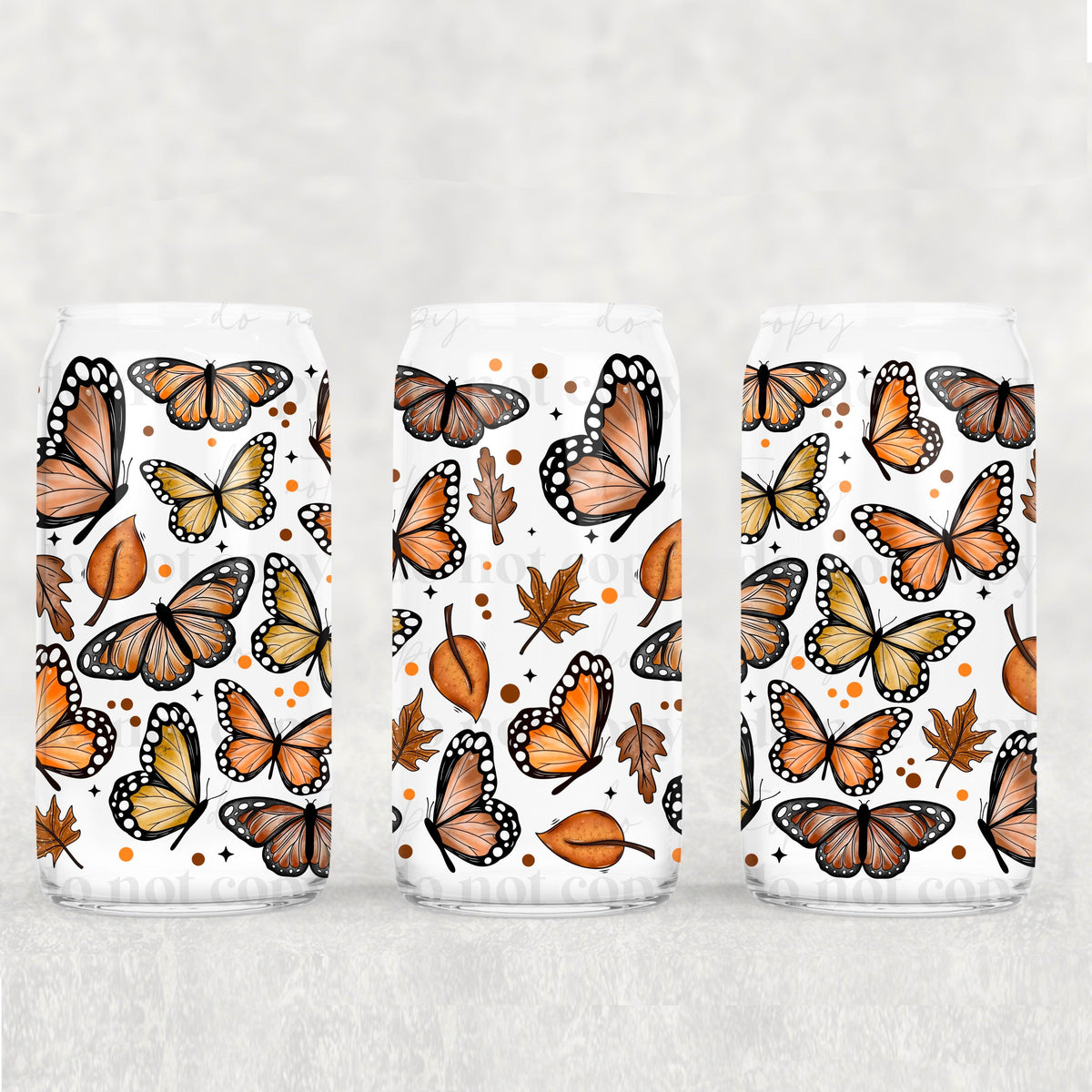 Fall Butterflies 16oz Glass Wrap