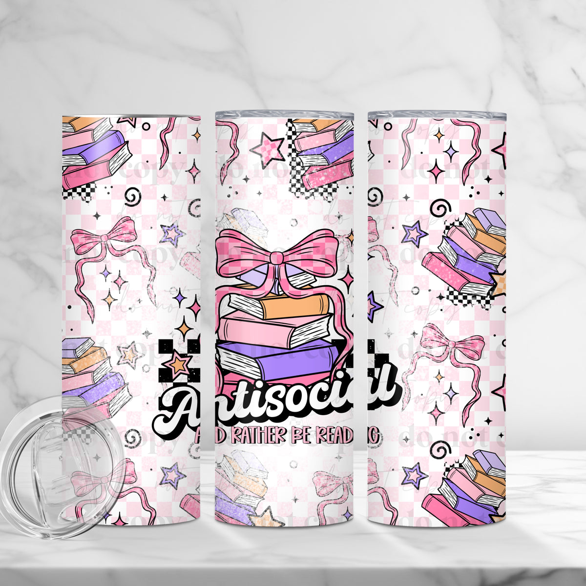 Antisocial & Rather Be Reading Tumbler Wrap
