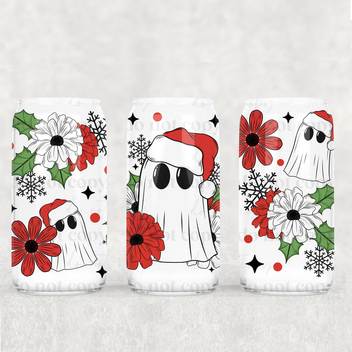 Christmas Ghostie 16oz Glass Wrap